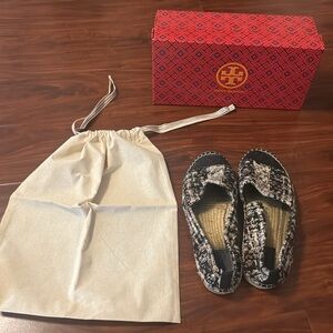 Very worn in Tory Burch multi color tweed espadrille loafers